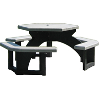 Tables de pique-nique hexagonales en plastique recycl&eacute;, 78" lo x 78" la, Gris Equipex