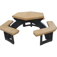 Tables de pique-nique hexagonales en plastique recycl&eacute;, 78" lo x 78" la, C&egrave;dre Equipex