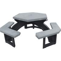 Tables de pique-nique hexagonales en plastique recycl&eacute;, 78" lo x 78" la, Gris Equipex