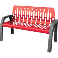 Stream Benches, Steel, 48" L x 25" W x 34" H, Red Equipex