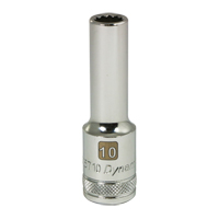Metric Socket, 10 mm, 1/2" Drive, 12 Points, Deep Equipex
