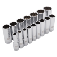 Jeu de douilles SAE, 16 Mcx, Prise de 1/2", Profond Equipex