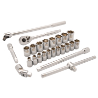 Jeu de douilles m&eacute;triques, 25 Mcx, Prise de 1/2" Equipex