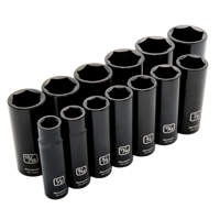 Jeu de douilles SAE, 13 Mcx, Chocs, Prise de 1/2", Profond Equipex