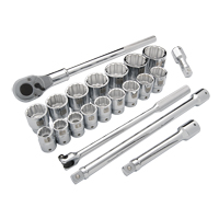 SAE Socket Set, 21 Pcs, 3/4" Drive Size Equipex