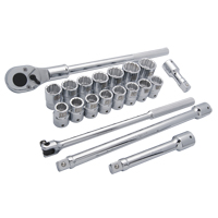 Metric Socket Set, 20 Pcs, 3/4" Drive Size Equipex