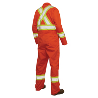 Unlined Safety Coveralls, Large, High Visibility Orange Equipex