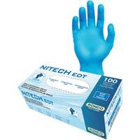 Gants d'examen EDT, Petit, Nitech, 5 mils, Sans poudre, Bleu, Classe 2 Equipex