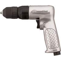 Reversible Air Drill, 4 CFM, 1/4" NPTF, 93 dBA, 3/8" Chuck, Keyless Equipex