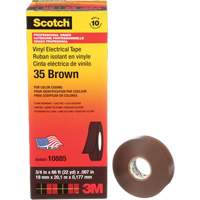 Ruban isolant en vinyle pour codification par couleur Scotch, 19 mm (3/4") la x 20 m (66') lo, 7 mils, Brun Equipex