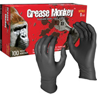 Gants jetables Grease Monkey, Grand, Nitrile, 5 mils, Sans poudre, Noir Equipex