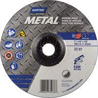 Depressed Centre Metal Grinding Wheels, 7" x 1/4", 7/8" Arbor, Aluminum Oxide, Type 27 Equipex