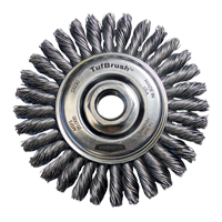 TufBrush Knot Wire Wheel Brush, 4" Dia., 0.02" Fill, 5/8"-11 Arbor, Steel Equipex