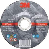 Silver Cut-Off Wheel, 5" x 0.045", 7/8" Arbor, Type 27, Ceramic, 12250 RPM Equipex