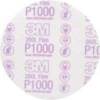 Hookit Finishing Film Disc, 6" Dia., P1000 Grit, Aluminum Oxide, Film Equipex