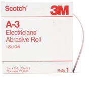 Scotch&reg; A-3 Electrician's Abrasive Roll, Aluminum Oxide, 1" W x 75' L, 120 Grit Equipex