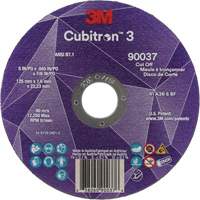 Cubitron 3 Cut-Off Wheel, 5" x 0.045", 7/8" Arbor, Type 1, Ceramic, 12250 RPM Equipex