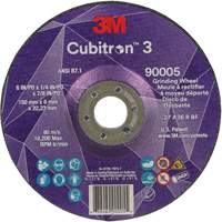 Cubitron 3 Depressed Centre Grinding Wheel, 6" x 1/4", 7/8" Arbor, Ceramic, Type T27 Equipex