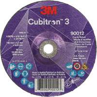 Cubitron 3 Cut and Grind Wheel, 4" x 5/32", 3/8" Arbor, Type 27, 36 Grit, Ceramic Equipex