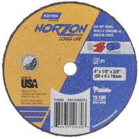NorZon Plus SGZ CA Small Diameter Cut-Off Wheel, 4" x 1/8", 3/8" Arbor, Type 01/41, Ceramic Alumina, 19100 RPM Equipex