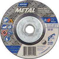 Metal Grinding Wheel, 4-1/2" x 1/4", 5/8"-11 Arbor, Aluminum Oxide, Type 27 Equipex