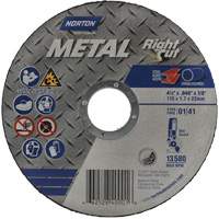 Metal RightCut Right Angle Cut-Off Wheel, 4-1/2" x 0.045", 7/8" Arbor, Type 01/41, Aluminum Oxide, 13580 RPM Equipex
