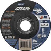 Gemini RightCut Right Angle Cut-Off Wheel, 4-1/2" x 0.045", 7/8" Arbor, Type 27/42, Aluminum Oxide, 13580 RPM Equipex