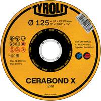 Cerabond X Cut-Off Wheel, 5" x 0.04", 7/8" Arbor, Ceramic Equipex