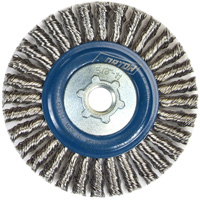 Stringer Bead Knot Wire Brush For Angle Grinders, 4" Dia., 0.02" Fill, 5/8"-11 Arbor, Stainless Steel Equipex