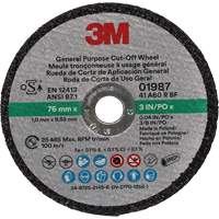 General Purpose Cut-Off Wheel, 01987, 3" x 0.04"/1/32", 3/8" Arbor, Aluminum Oxide Equipex