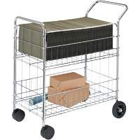 Wire Mail Cart, 200 lbs. Capacity, Chrome, 19" D x 30" L x 39-1/4" H, Chrome Plated Equipex