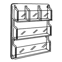 Literature Displays, Wall Mount, 9 Slots, Plastic, 30" W x 2" D x 36-7/8" H Equipex