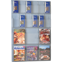 Literature Displays, Wall Mount, 6 Slots, Plastic, 30" W x 45" D x 45" H Equipex