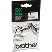 Ruban-&eacute;tiquette, 12 mm x 26-1/4', Noir sur blanc Equipex