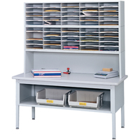 E-z Sort&reg; Mailroom Furniture-sorting Tables With Shelf-base Table With Shelf, 60" W x 28" D x 36" H, Laminate Equipex