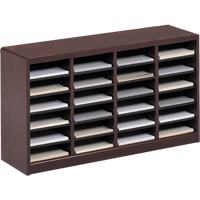 E-Z Stor&reg; Literature Organizer, Stationary, 24 Slots, Wood, 40" W x 11-3/4" D x 23" H Equipex