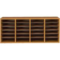 Adjustable Compartment Literature Organizer, Stationary, 24 Slots, Wood, 39-1/4" W x 11-3/4" D x 16-1/4" H Equipex