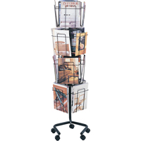 Literature Display Racks - Rotary Floor Displays, Rotating, 16 Slots, Wire Mesh, 15" W x 15" D x 60" H Equipex