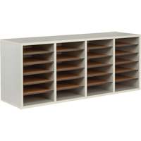 Adjustable Compartment Literature Organizer, Stationary, 24 Slots, Wood, 39-1/4" W x 11-3/4" D x 16-1/4" H Equipex