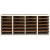Adjustable Compartment Literature Organizer, Stationary, 24 Slots, Wood, 39-1/4" W x 11-3/4" D x 16-1/4" H Equipex