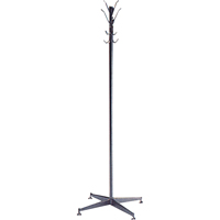 Coat Tree, 60" H, Steel, Black, 8 Hook(s) Equipex