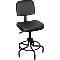 6000 Series Stool with Back, Stationary, Adjustable, 26" - 31", Vinyl Seat, Black Equipex