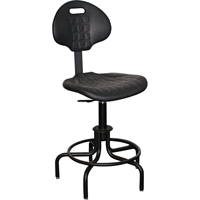 6000 Series Stool with Back, Stationary, Adjustable, 24" - 29", Polyurethane Seat, Black Equipex
