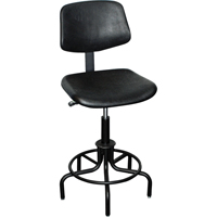 6000 Series Stool with Back, Stationary, Adjustable, 25" - 30", Polyurethane Seat, Black Equipex
