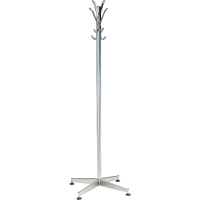 Coat Tree, 60" H, Steel, Chrome, 8 Hook(s) Equipex
