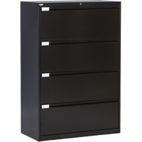 Classeur lat&eacute;ral, Acier, 4 tiroirs, 36" la x 18" p x 53-3/8" h, Noir Equipex