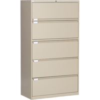 Classeur lat&eacute;ral, Acier, 5 tiroirs, 36" la x 18" p x 65-1/2" h, Beige Equipex