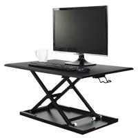Adjustable Stand-Up Desk, Desktop Unit, 15-3/4" H x 31-1/2" W x 22-1/2" D, Black Equipex