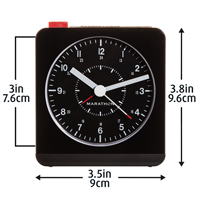 R&eacute;veille-matin de bureau, Analogique, &agrave; piles, 3,5" la x 1,5" p x 3,75" h, Noir Equipex