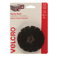Attaches en jeton, Boucle et crochet, 5/8" dia., Adh&eacute;sif, Noir Equipex